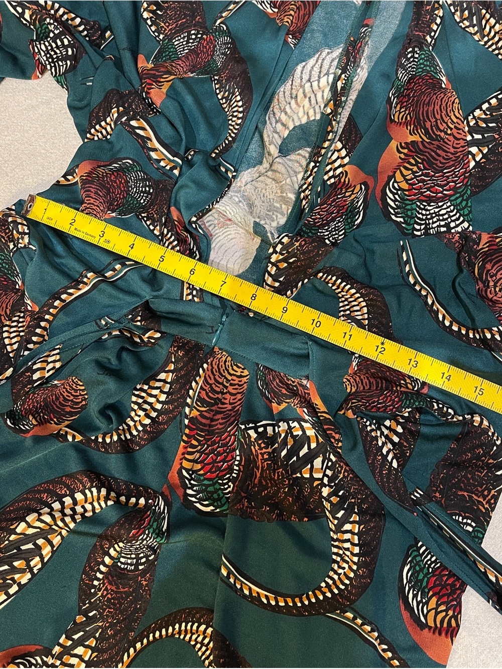 Issa London Teal Kimono Wrap/Tie Dress, Pheasants Print - Picture 8 of 10